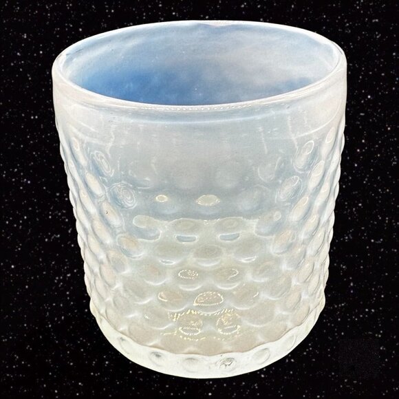 Glass White Opalescent Vase Utensil Holder Textured Glass 4.25”T 4”W - Picture 7 of 10